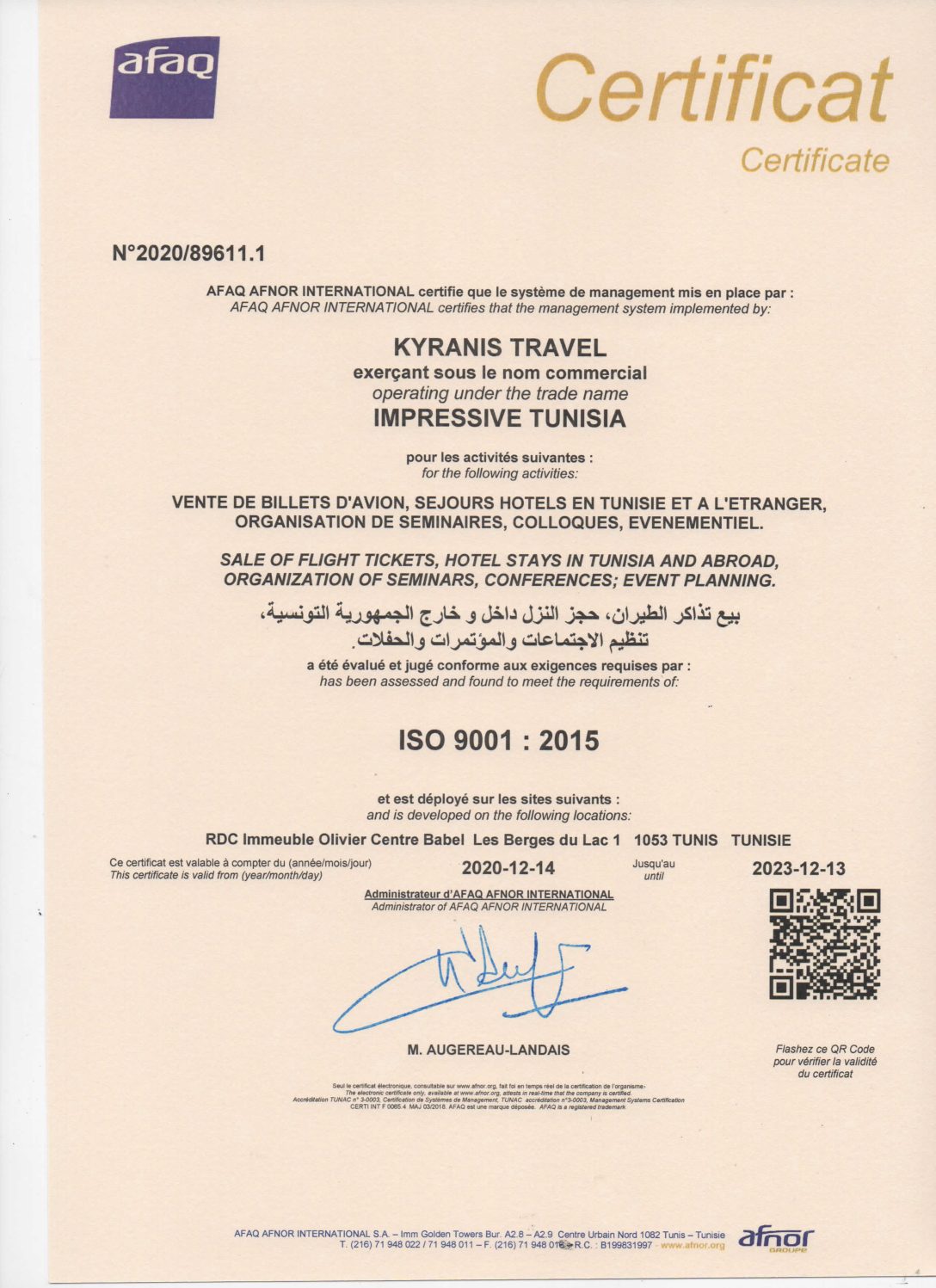 IMPRESSIVE TUNISIA CERTIFIÉE ISO9001:2015